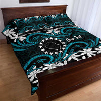 Personalised Cook Islands Penrhyn Atoll Quilt Bed Set Tiare Maori Polynesian Waves Tattoo