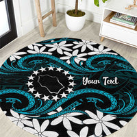 Personalised Cook Islands Penrhyn Atoll Round Carpet Tiare Maori Polynesian Waves Tattoo