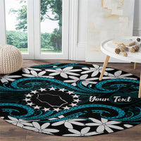 Personalised Cook Islands Penrhyn Atoll Round Carpet Tiare Maori Polynesian Waves Tattoo
