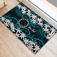 Personalised Cook Islands Penrhyn Atoll Rubber Doormat Tiare Maori Polynesian Waves Tattoo
