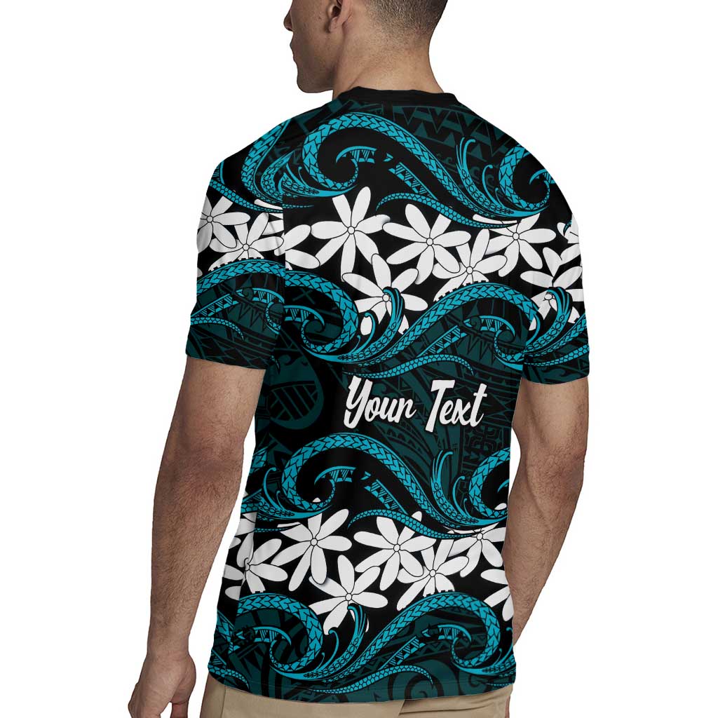 Personalised Cook Islands Penrhyn Atoll Rugby Jersey Tiare Maori Polynesian Waves Tattoo