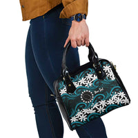 Personalised Cook Islands Penrhyn Atoll Shoulder Handbag Tiare Maori Polynesian Waves Tattoo
