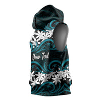 Personalised Cook Islands Penrhyn Atoll Sleeveless Hoodie Tiare Maori Polynesian Waves Tattoo LT14 - Polynesian Pride