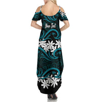 Personalised Cook Islands Penrhyn Atoll Summer Maxi Dress Tiare Maori Polynesian Waves Tattoo LT14 - Polynesian Pride