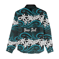 Personalised Cook Islands Penrhyn Atoll Women Casual Shirt Tiare Maori Polynesian Waves Tattoo