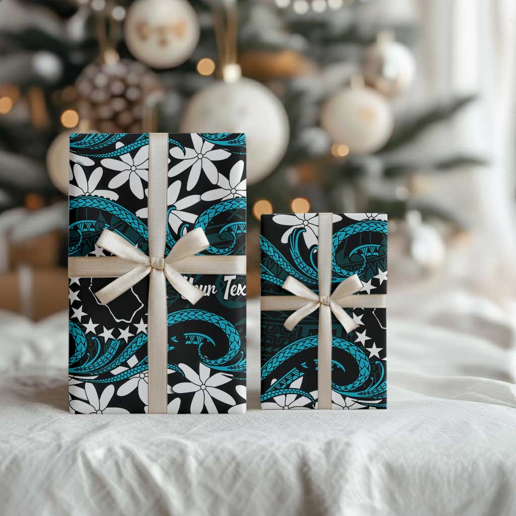 Personalised Cook Islands Penrhyn Atoll Wrapping Paper Tiare Maori Polynesian Waves Tattoo