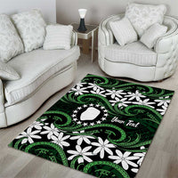 Personalised Cook Islands Mitiaro Area Rug Tiare Maori Polynesian Waves Tattoo