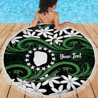 Personalised Cook Islands Mitiaro Beach Blanket Tiare Maori Polynesian Waves Tattoo