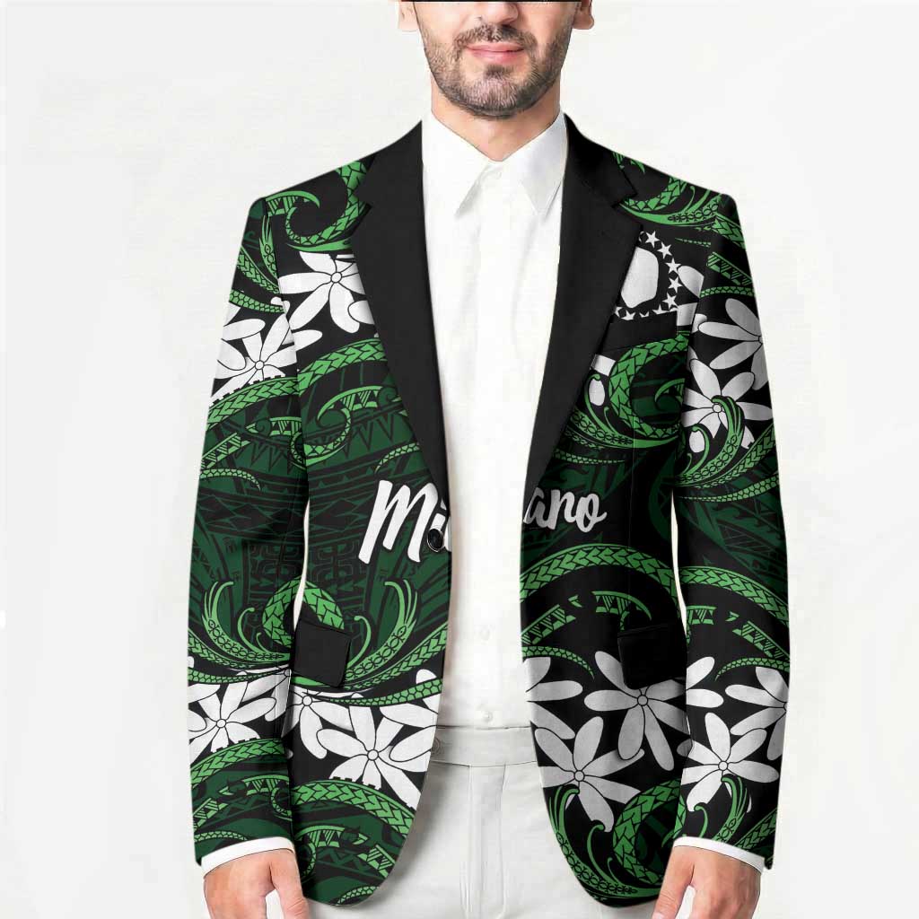 Personalised Cook Islands Mitiaro Blazer Tiare Maori Polynesian Waves Tattoo