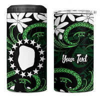 Personalised Cook Islands Mitiaro 4 in 1 Can Cooler Tumbler Tiare Maori Polynesian Waves Tattoo LT14 One Size: 16 oz Green - Polynesian Pride