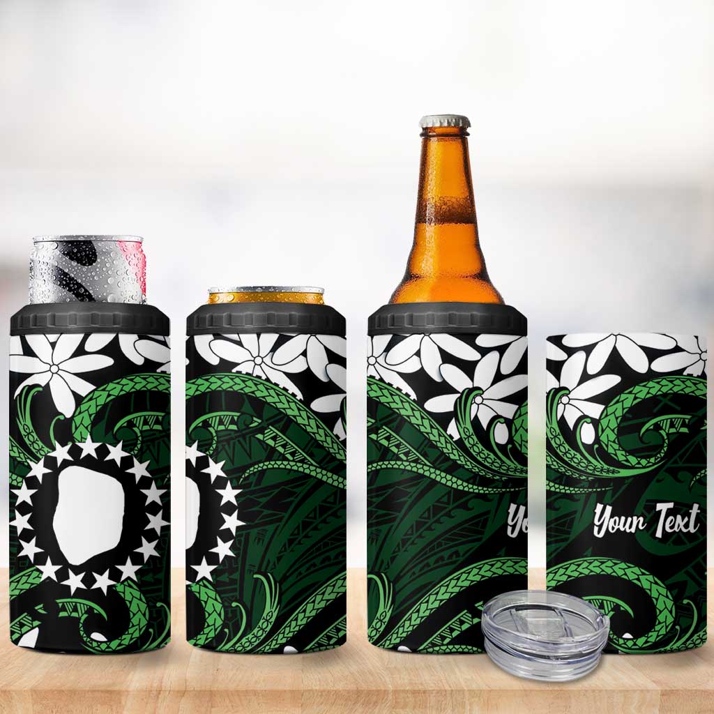Personalised Cook Islands Mitiaro 4 in 1 Can Cooler Tumbler Tiare Maori Polynesian Waves Tattoo LT14 - Polynesian Pride