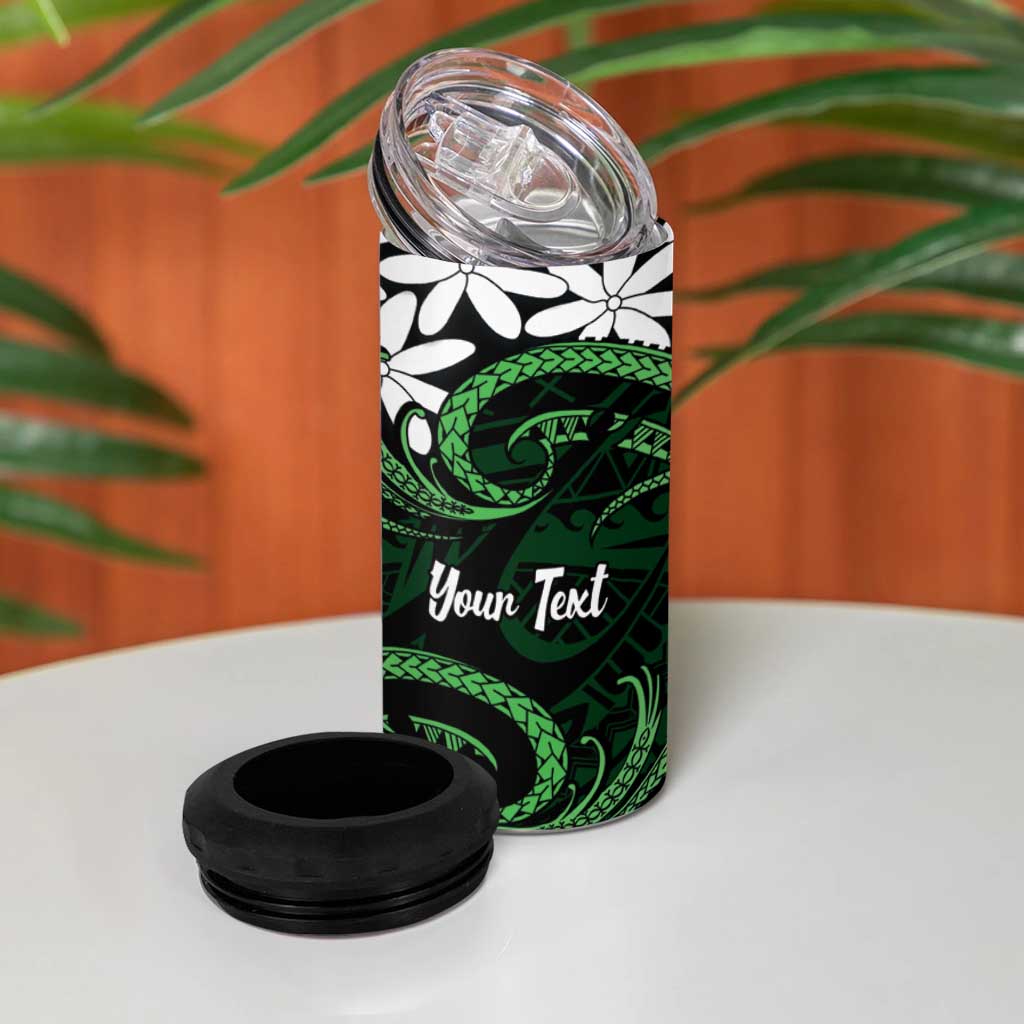 Personalised Cook Islands Mitiaro 4 in 1 Can Cooler Tumbler Tiare Maori Polynesian Waves Tattoo LT14 - Polynesian Pride