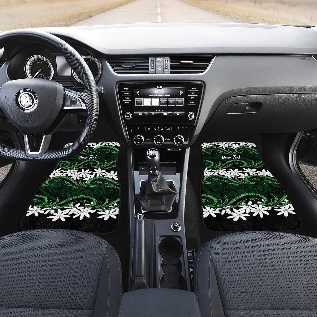 Personalised Cook Islands Mitiaro Car Mats Tiare Maori Polynesian Waves Tattoo