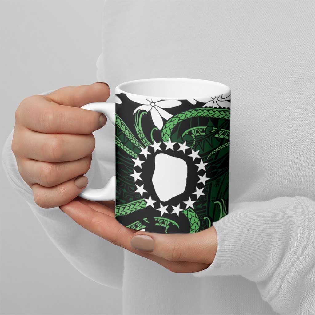 Personalised Cook Islands Mitiaro Ceramic Mug Tiare Maori Polynesian Waves Tattoo