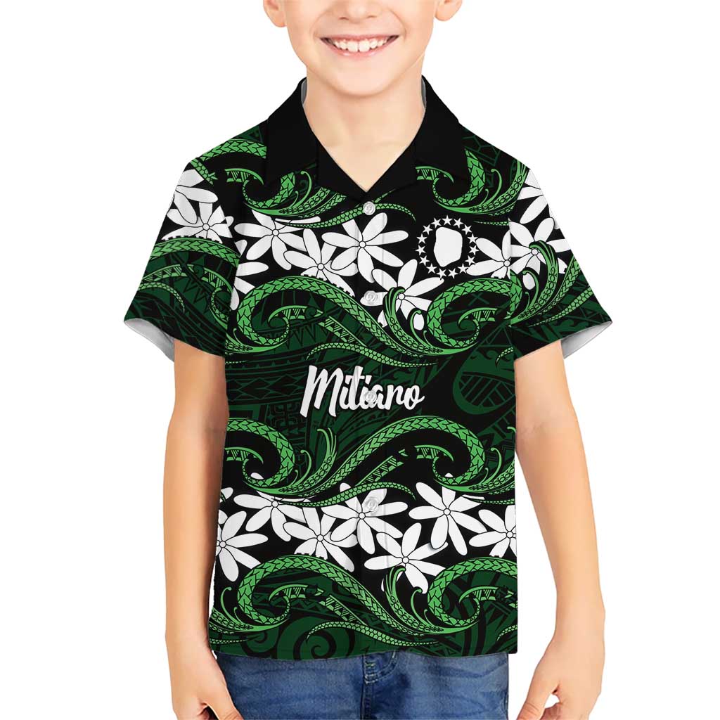 Personalised Cook Islands Mitiaro Family Matching Long Sleeve Bodycon Dress and Hawaiian Shirt Tiare Maori Polynesian Waves Tattoo