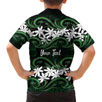 Personalised Cook Islands Mitiaro Family Matching Short Sleeve Bodycon Dress and Hawaiian Shirt Tiare Maori Polynesian Waves Tattoo