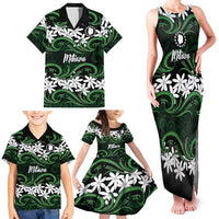 Personalised Cook Islands Mitiaro Family Matching Tank Maxi Dress and Hawaiian Shirt Tiare Maori Polynesian Waves Tattoo