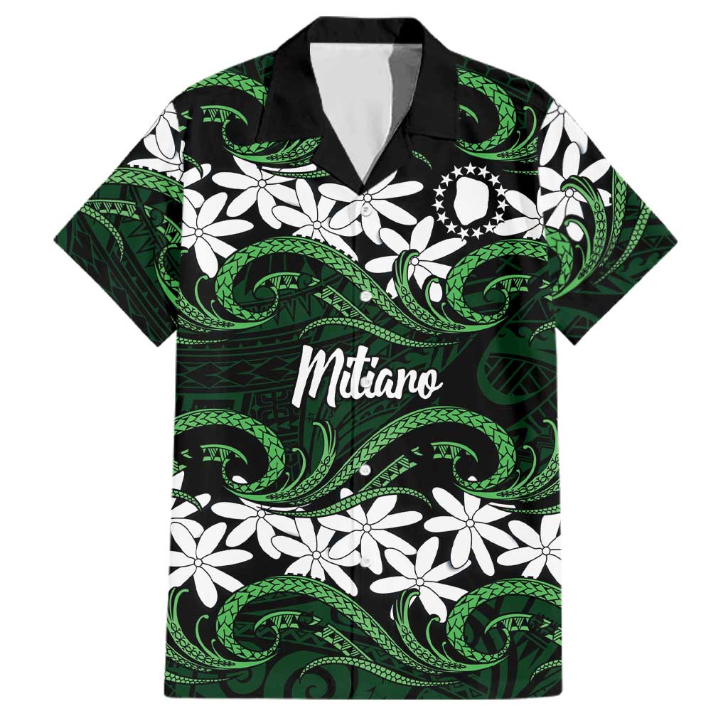 Personalised Cook Islands Mitiaro Family Matching Tank Maxi Dress and Hawaiian Shirt Tiare Maori Polynesian Waves Tattoo