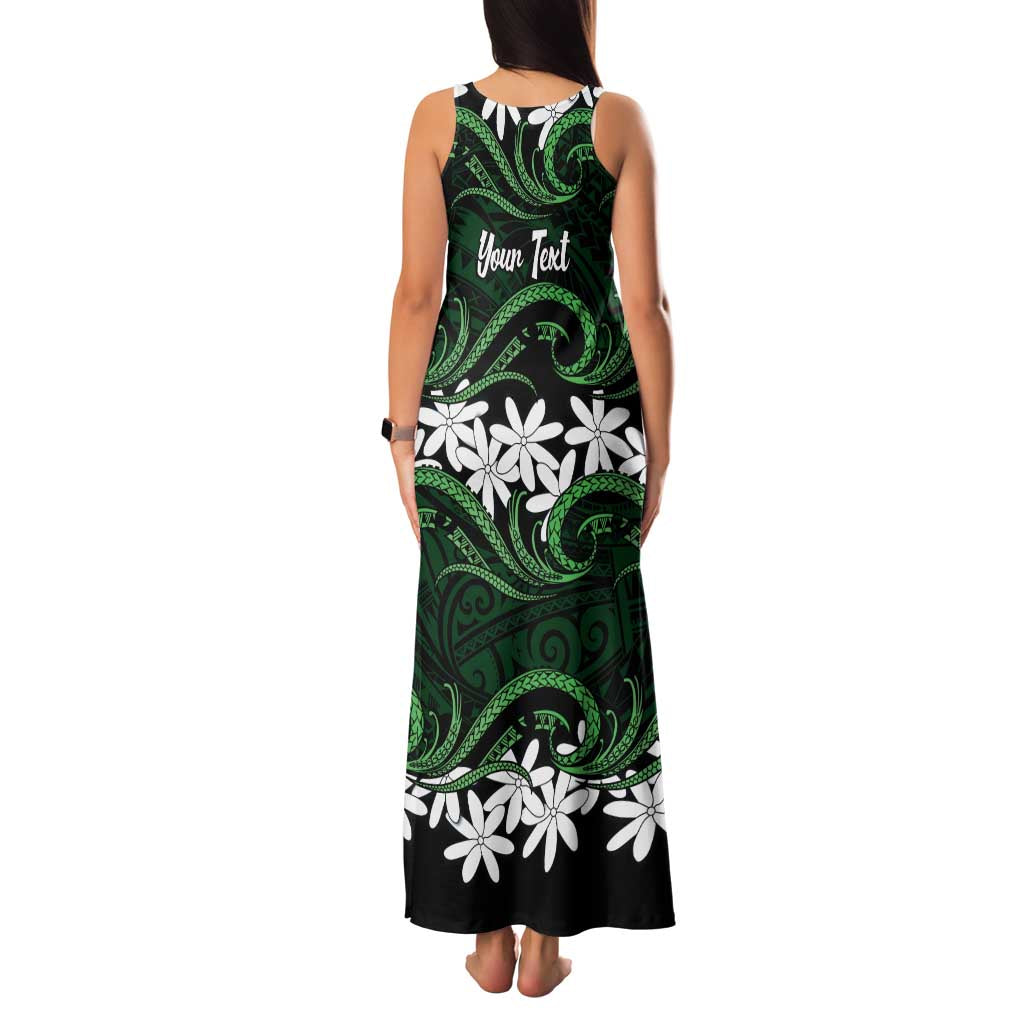 Personalised Cook Islands Mitiaro Family Matching Tank Maxi Dress and Hawaiian Shirt Tiare Maori Polynesian Waves Tattoo
