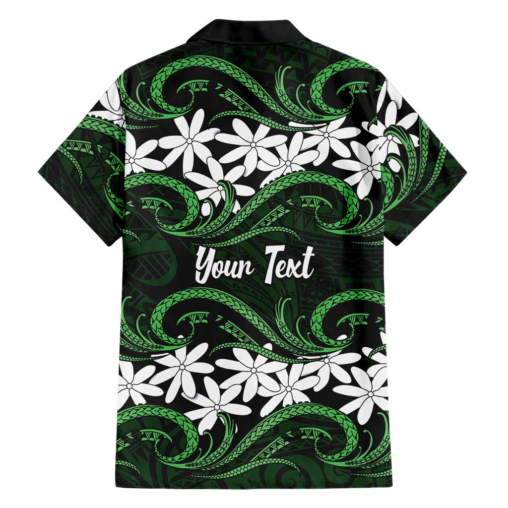 Personalised Cook Islands Mitiaro Hawaiian Shirt Tiare Maori Polynesian Waves Tattoo