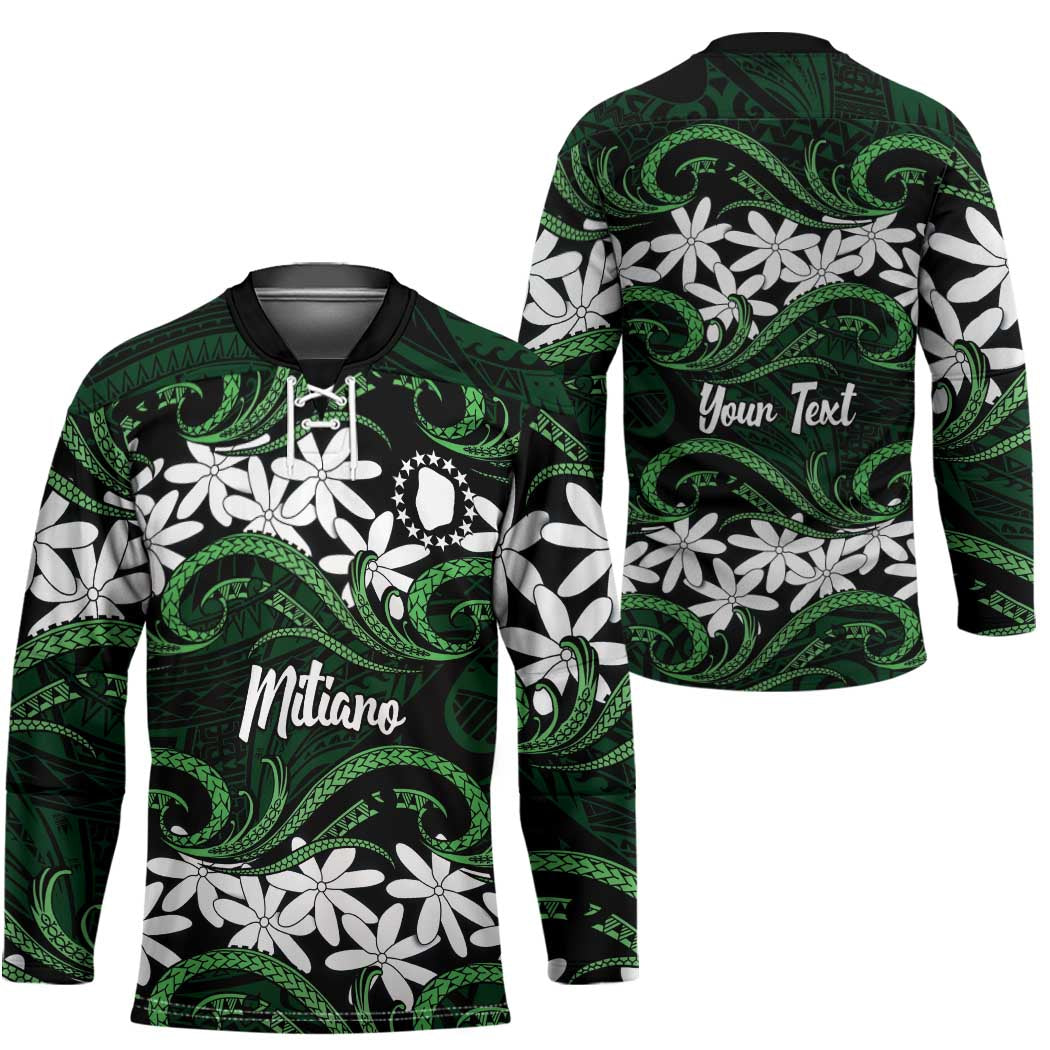 Personalised Cook Islands Mitiaro Hockey Jersey Tiare Maori Polynesian Waves Tattoo