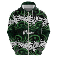 Personalised Cook Islands Mitiaro Hoodie Tiare Maori Polynesian Waves Tattoo