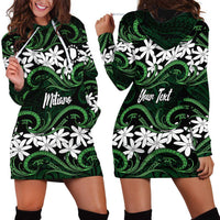 Personalised Cook Islands Mitiaro Hoodie Dress Tiare Maori Polynesian Waves Tattoo LT14 - Polynesian Pride