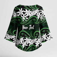 Personalised Cook Islands Mitiaro Kimono Sleeve Blouse Tiare Maori Polynesian Waves Tattoo