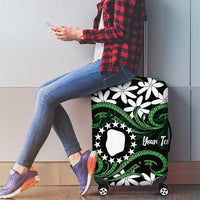 Personalised Cook Islands Mitiaro Luggage Cover Tiare Maori Polynesian Waves Tattoo