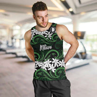Personalised Cook Islands Mitiaro Men Tank Top Tiare Maori Polynesian Waves Tattoo LT14 Green - Polynesian Pride