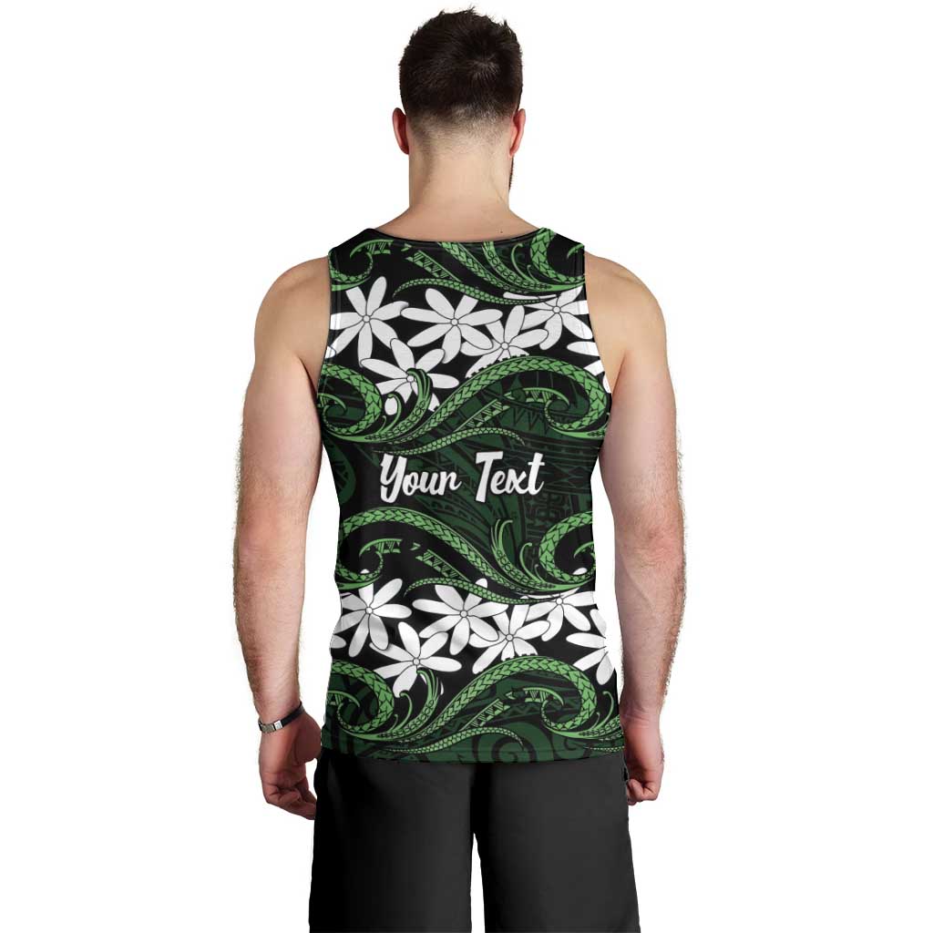 Personalised Cook Islands Mitiaro Men Tank Top Tiare Maori Polynesian Waves Tattoo LT14 - Polynesian Pride