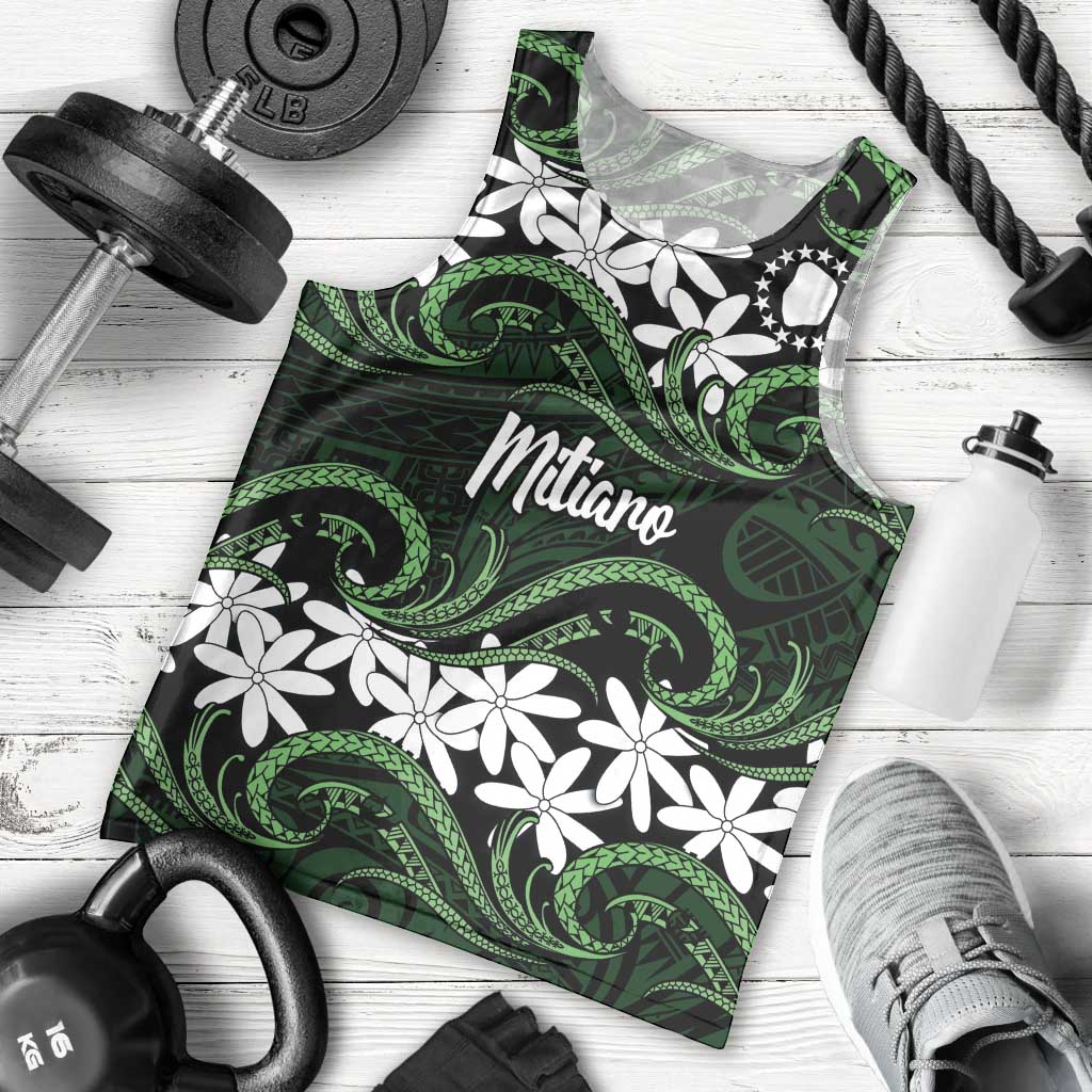 Personalised Cook Islands Mitiaro Men Tank Top Tiare Maori Polynesian Waves Tattoo LT14 - Polynesian Pride