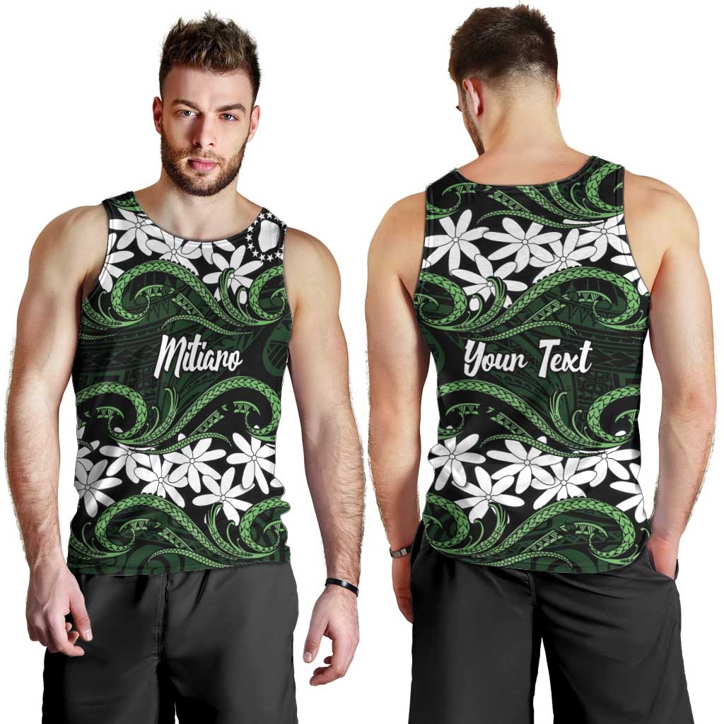 Personalised Cook Islands Mitiaro Men Tank Top Tiare Maori Polynesian Waves Tattoo LT14 - Polynesian Pride