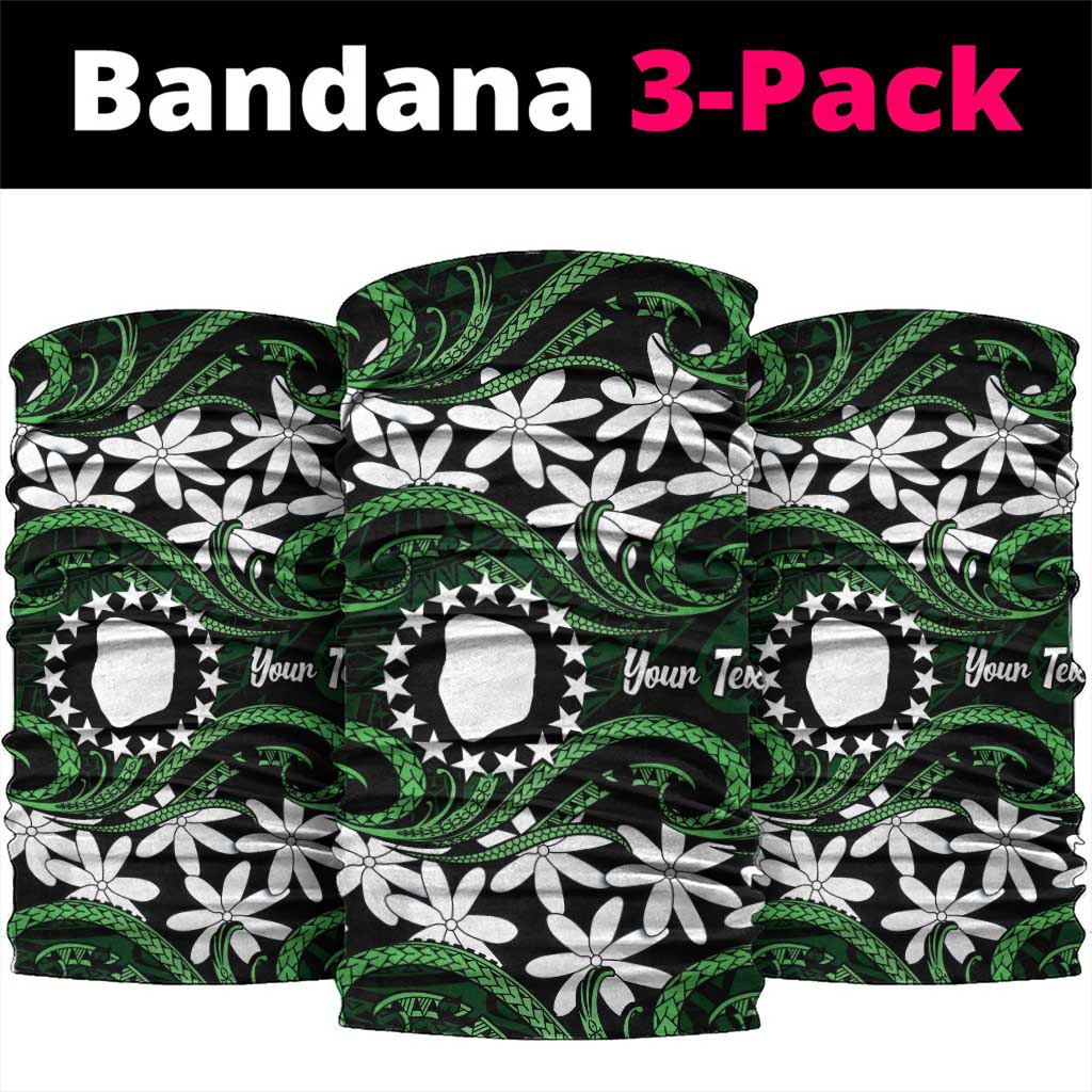 Personalised Cook Islands Mitiaro Neck Gaiter Tiare Maori Polynesian Waves Tattoo