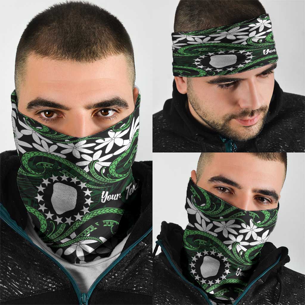 Personalised Cook Islands Mitiaro Neck Gaiter Tiare Maori Polynesian Waves Tattoo