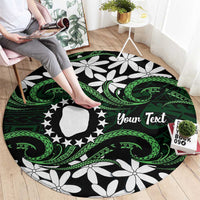 Personalised Cook Islands Mitiaro Round Carpet Tiare Maori Polynesian Waves Tattoo