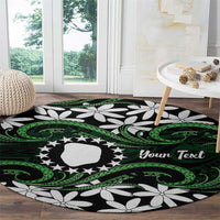 Personalised Cook Islands Mitiaro Round Carpet Tiare Maori Polynesian Waves Tattoo
