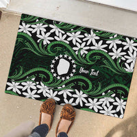 Personalised Cook Islands Mitiaro Rubber Doormat Tiare Maori Polynesian Waves Tattoo