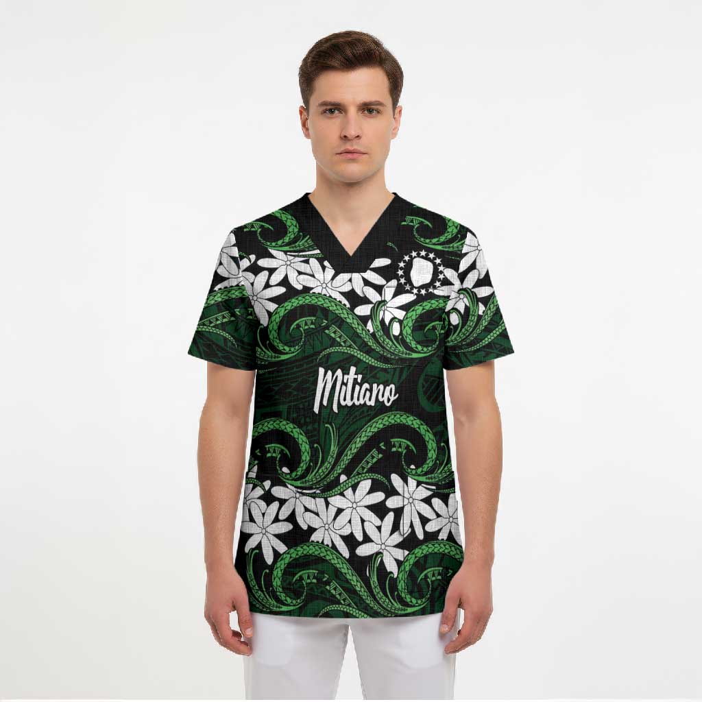 Personalised Cook Islands Mitiaro Scrub Top Tiare Maori Polynesian Waves Tattoo