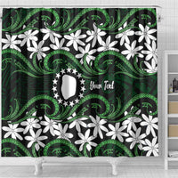 Personalised Cook Islands Mitiaro Shower Curtain Tiare Maori Polynesian Waves Tattoo