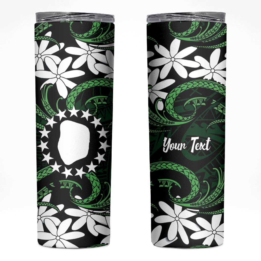Personalised Cook Islands Mitiaro Skinny Tumbler Tiare Maori Polynesian Waves Tattoo