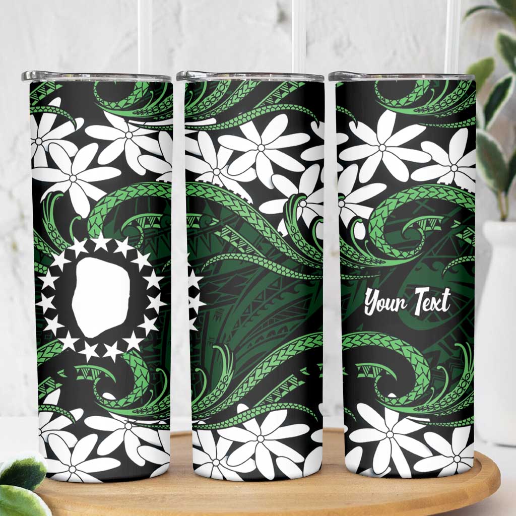 Personalised Cook Islands Mitiaro Skinny Tumbler Tiare Maori Polynesian Waves Tattoo
