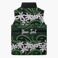 Personalised Cook Islands Mitiaro Sleeveless Puffer Jacket Tiare Maori Polynesian Waves Tattoo
