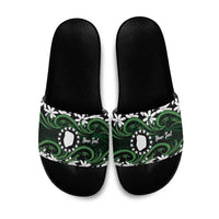 Personalised Cook Islands Mitiaro Slide Sandals Tiare Maori Polynesian Waves Tattoo