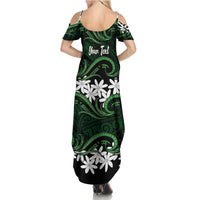 Personalised Cook Islands Mitiaro Summer Maxi Dress Tiare Maori Polynesian Waves Tattoo
