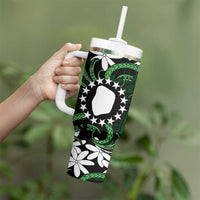Personalised Cook Islands Mitiaro Tumbler With Handle Tiare Maori Polynesian Waves Tattoo