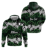 Personalised Cook Islands Mitiaro Zip Hoodie Tiare Maori Polynesian Waves Tattoo