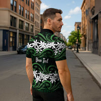 Personalised Cook Islands Mitiaro Zipper Polo Shirt Tiare Maori Polynesian Waves Tattoo
