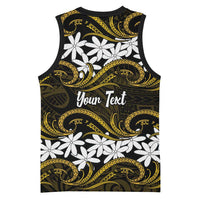 Personalised Cook Islands Manihiki Basketball Jersey Tiare Maori Polynesian Waves Tattoo