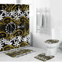 Personalised Cook Islands Manihiki Bathroom Set Tiare Maori Polynesian Waves Tattoo LT14 Bathroom Set (4 pcs) Gold - Polynesian Pride
